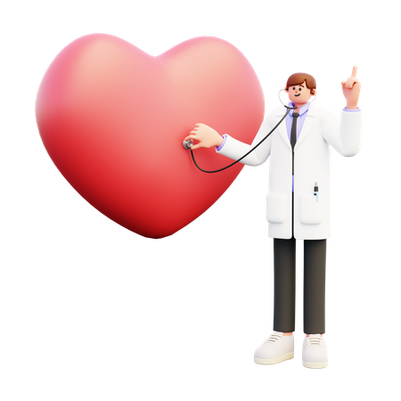 Cardiologue masculin effectuant une vérification cardiaque  3D Illustration