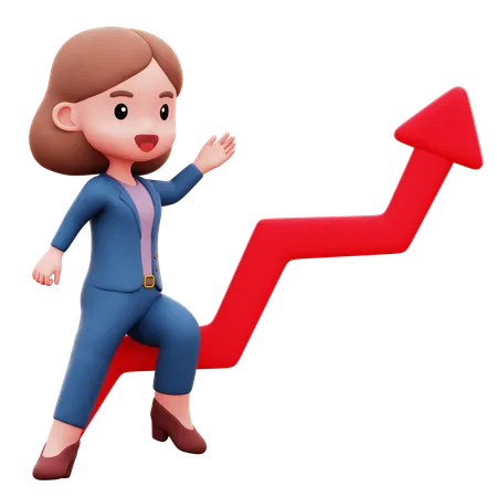 Career Woman Level Up  3D Illustration