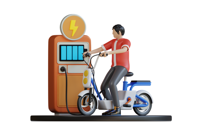 Carga la bicicleta eléctrica  3D Icon