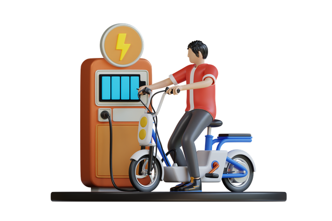 Carga la bicicleta eléctrica  3D Illustration