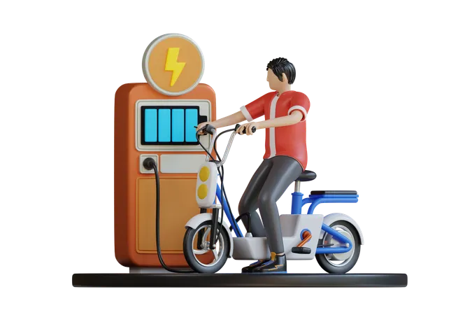 Carga la bicicleta eléctrica  3D Illustration