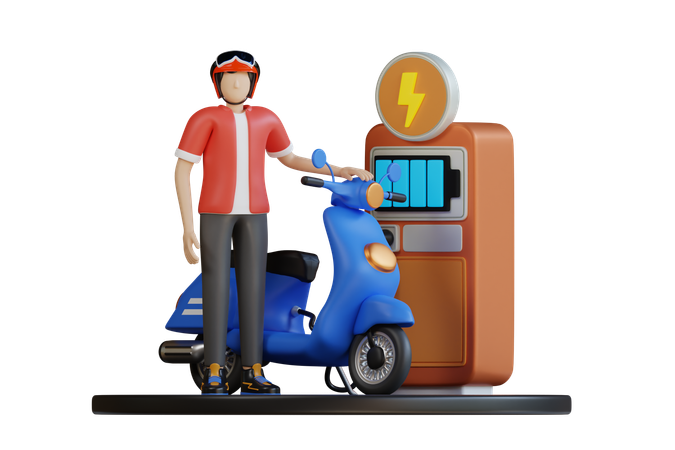 Carga la moto eléctrica  3D Icon