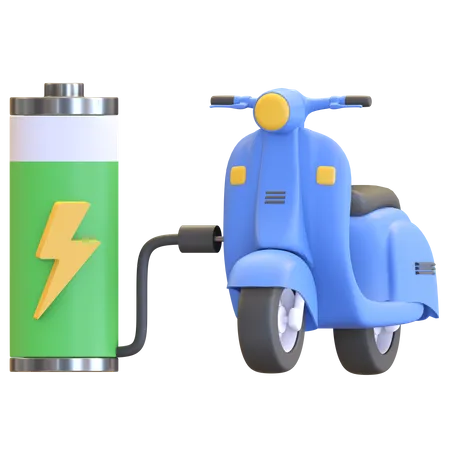 Icono De Carga De Bateria De Scooter Electrico Simbolo De Vehiculo Ecologico 3D Illustration