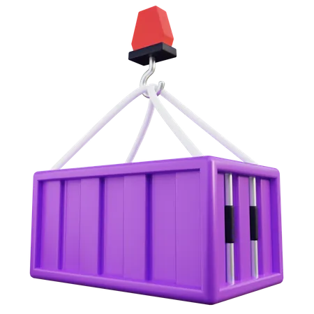 Cargo Container Lifted by Crane  3D Icon