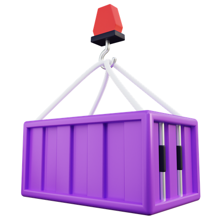 Cargo Container Lifted by Crane  3D Icon