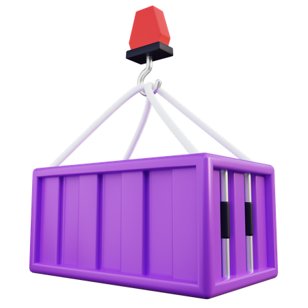 Cargo Container Lifted by Crane  3D Icon