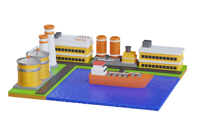 Cargo Port  3D Illustration