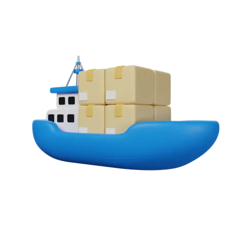 Cargo Ship Delivery 3 D Render Icon 3D Icon