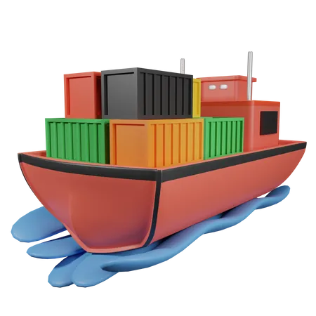 Cargo Ship  3D Illustration