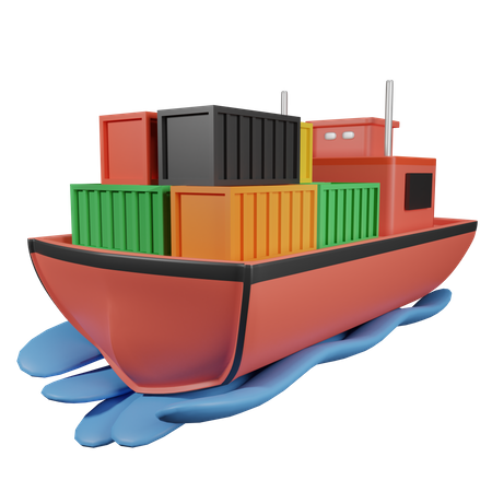 Cargo Ship 3D Illustration