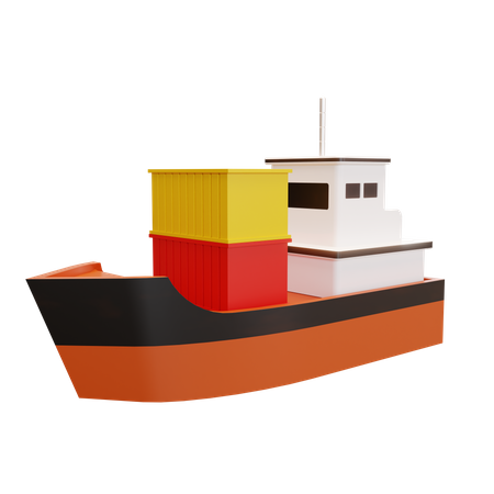 Cargo Ship 3D Illustration