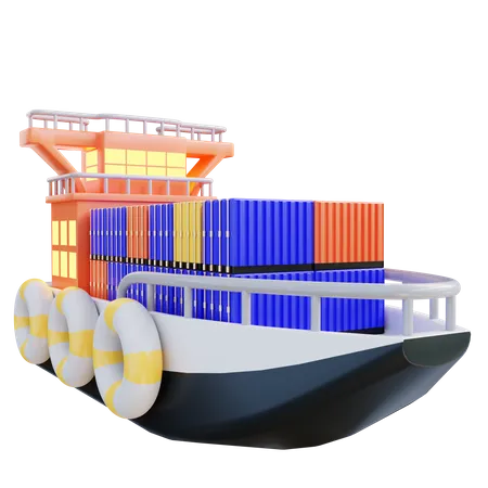3 D Illustration Cargo Ship 3D Icon
