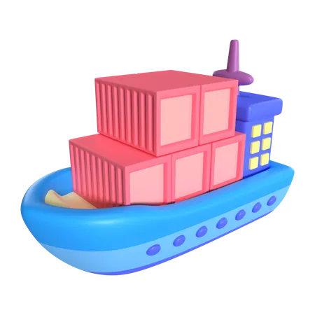 This Is Cargo Ship 3 D Render Illustration Icon High Resolution Png File Isolated On Transparent Background Available 3 D Model File Format BLEND OBJ FBX And GLTF 3D Icon