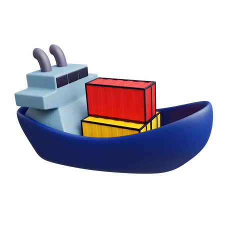 3 D Cargo Ship With Isolated Background 3D Icon