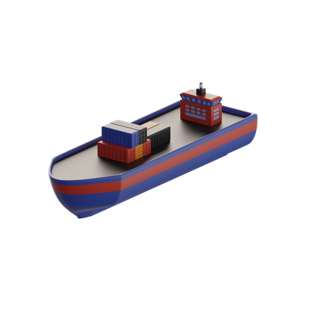 Cargo Ship With Container  3D Icon