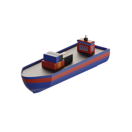 Cargo Ship With Container  3D Icon