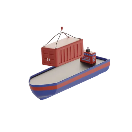 Cargo Ship With Container  3D Icon