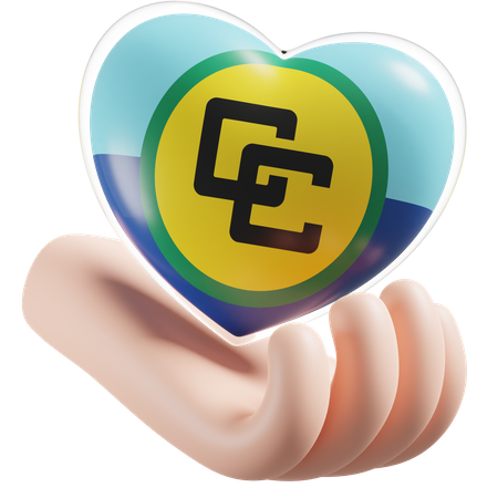 Caribbean Community Flag Heart Hand Care 3D Icon