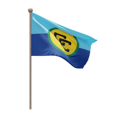 Caribbean Community Flag Pole  3D Flag