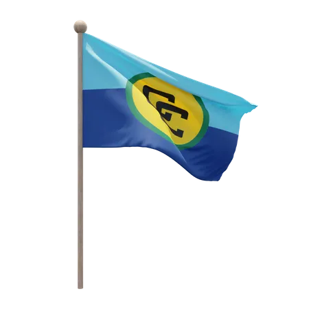 Caribbean Community Flag Pole  3D Flag