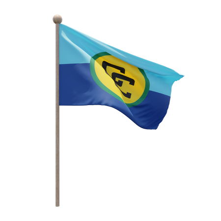 Caribbean Community Flagpole 3D Illustration