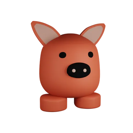 Lindo dibujo animado de cerdo  3D Icon