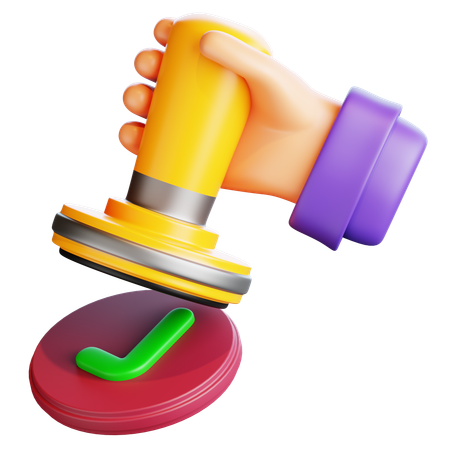 Mão segurando um carimbo de verificação  3D Icon