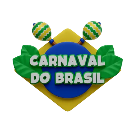 3 D Render Illustration Carnaval Do Brasil Text With Ornaments 3D Icon