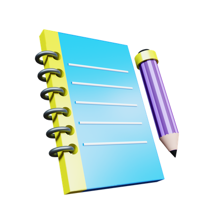 Carnet de notes avec un crayon  3D Icon