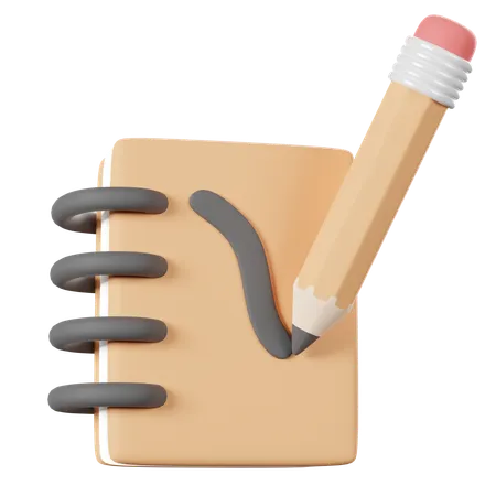 Cahier et crayon  3D Icon