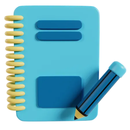 Cahier et crayon  3D Icon