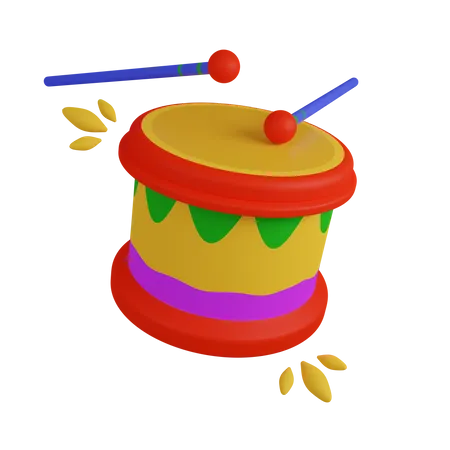 Carnival Drum 3 D Illustration Contains PNG BLEND GLTF And OBJ Files 3D Icon
