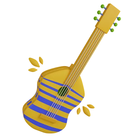 Carnival Guitar 3 D Illustration Contains PNG BLEND GLTF And OBJ Files 3D Icon