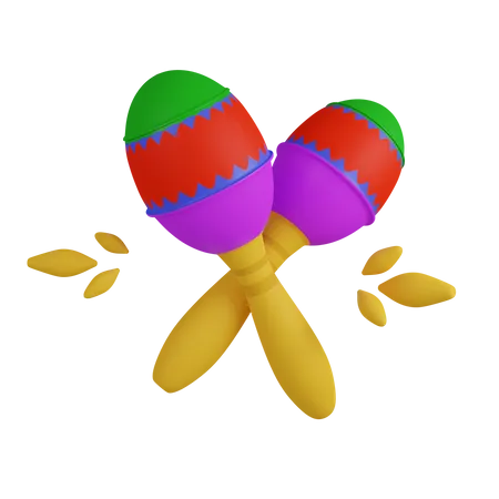 Carnival Maracas 3 D Illustration Contains PNG BLEND GLTF And OBJ Files 3D Icon