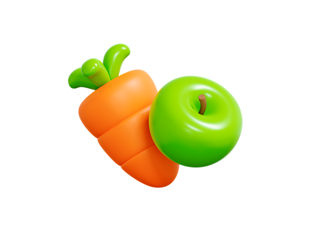 Carotte et pomme  3D Icon