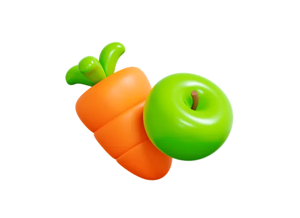 Carotte et pomme  3D Icon