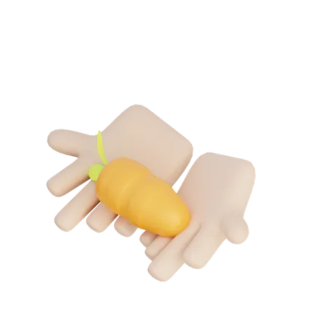 Main de fermier de carottes  3D Illustration