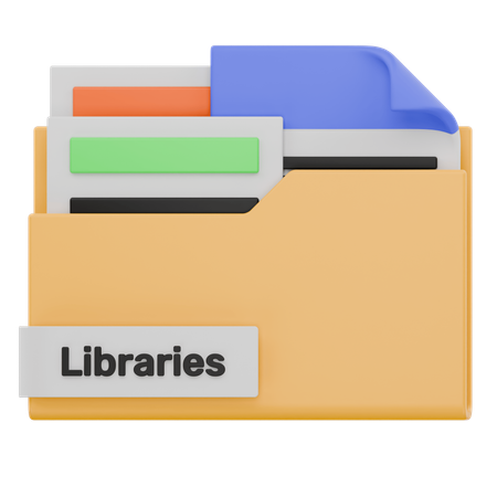 Carpeta de bibliotecas  3D Icon