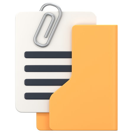 Carpeta de archivos adjuntos con clip de papel  3D Icon