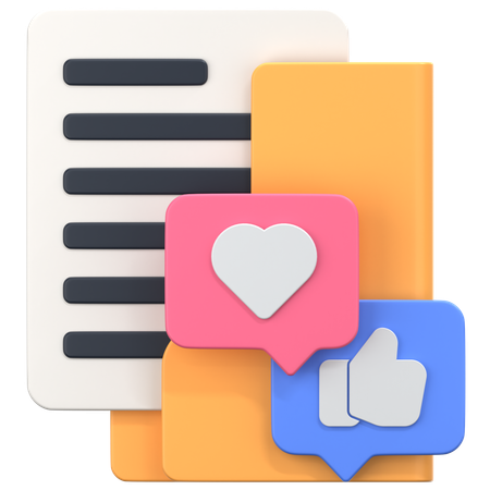 Carpeta de comentarios con el signo de amor y me gusta  3D Icon