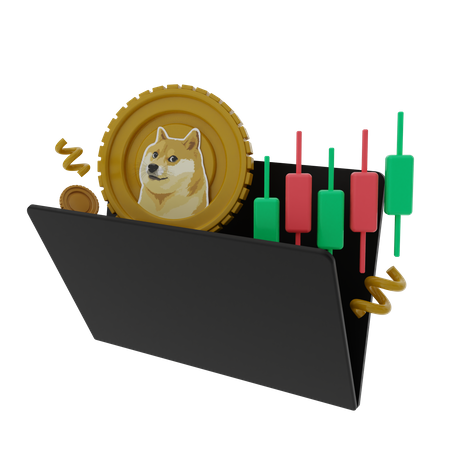 Carpeta de pisada de Dogecoin  3D Illustration