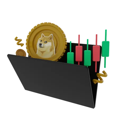 Carpeta de pisada de Dogecoin  3D Illustration