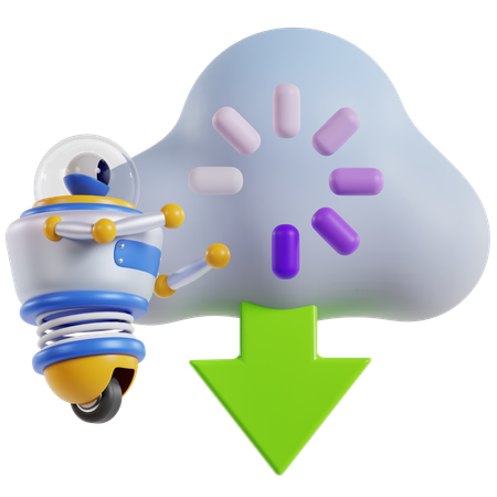 Carregando ícone de download na nuvem  3D Icon
