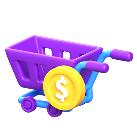 Carrinho com dólar  3D Icon