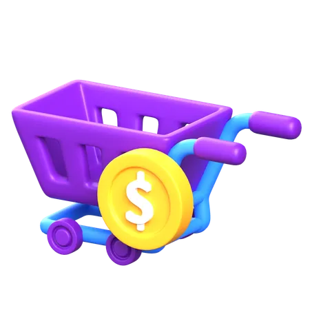 Carrinho com dólar  3D Icon