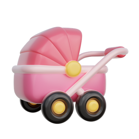 Carrinho de bebê rosa  3D Icon