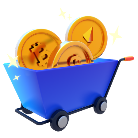 Carrinho de bitcoin  3D Icon
