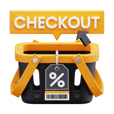 Carrinho de compras com etiqueta de preço  Ícone 3D