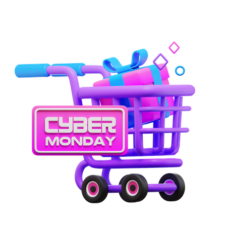 Carrinho de compras da segunda-feira cibernética  3D Icon