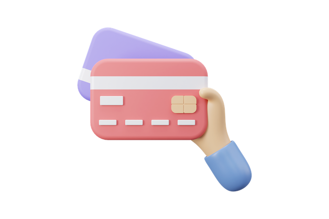 Carrinho de crédito online com a mão  3D Icon